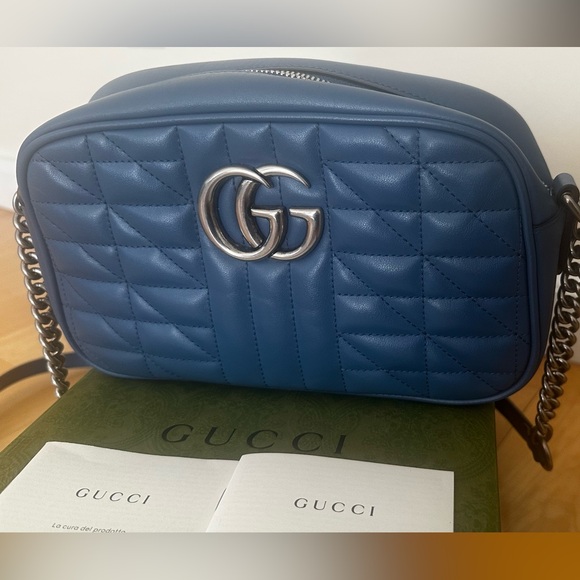 Almost New Gucci Marmont in denim blue leather - Picture 2 of 13